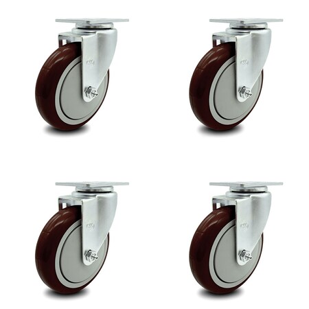 Service Caster Avantco HPCASTNB Swivel Caster Replacement Set AVA-SCC-20S514-PPUB-MRN-TP2-4
